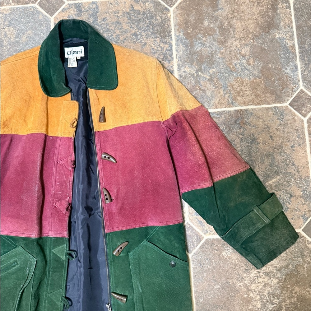 Ganni Colorblock Jacket in Green, Purple, and Tan - Picture 3 of 10